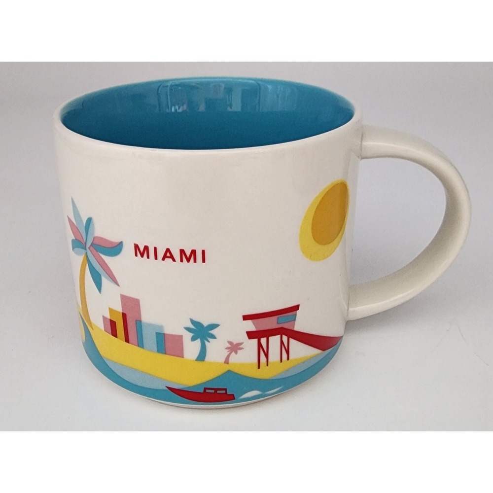 Starbucks Miami You Are Here Collection Mug 14oz White Blue 2013 City YAH EXC